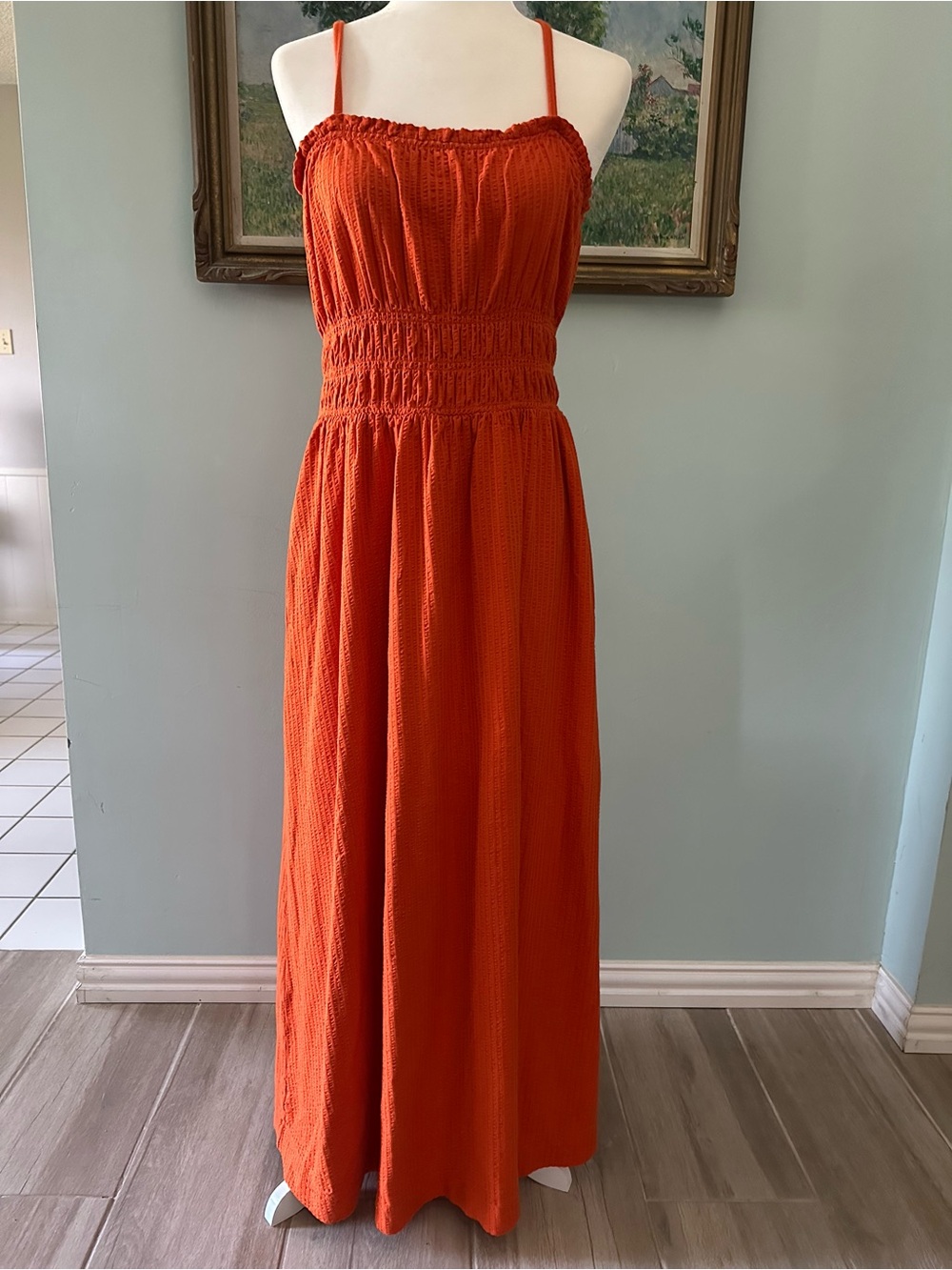 LOFT Orange Spaghetti-Strap Maxi Dress